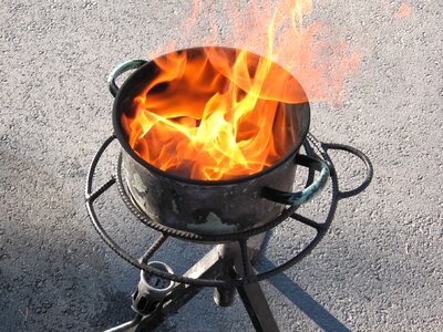 Fire grease casserole flame photo