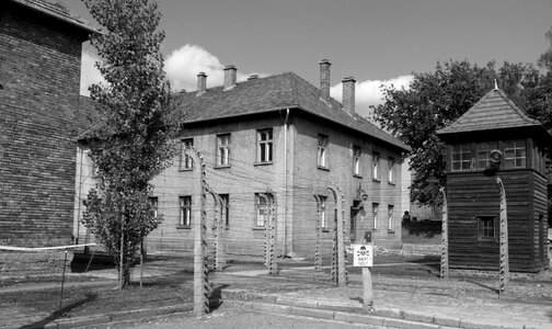 Auschwitz concentration camp barak photo