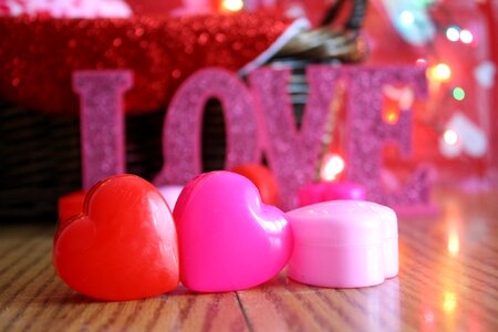 Pink hearts lights photo