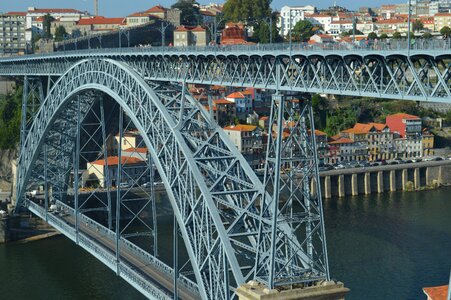 Steel construction suspension bridge rails photo