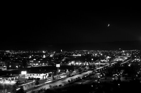 Night landscape black and white photo