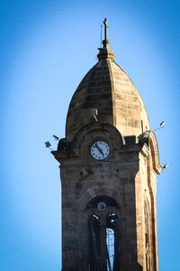 The clock tower architecture blue sky photo