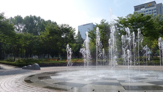 Park fountain summer