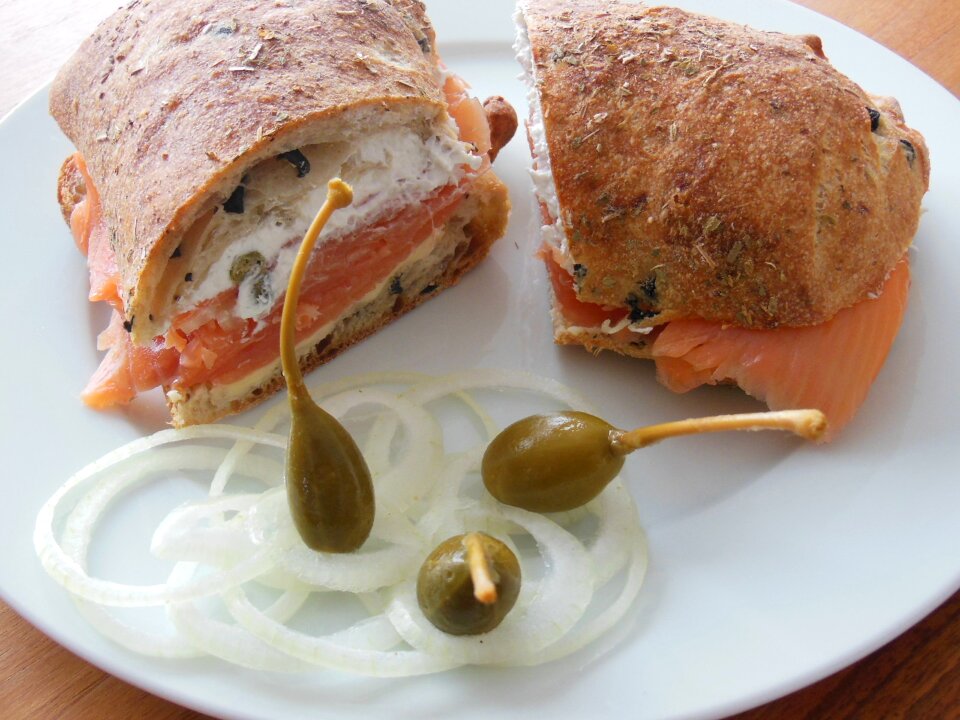 Delicious salmon bun roll