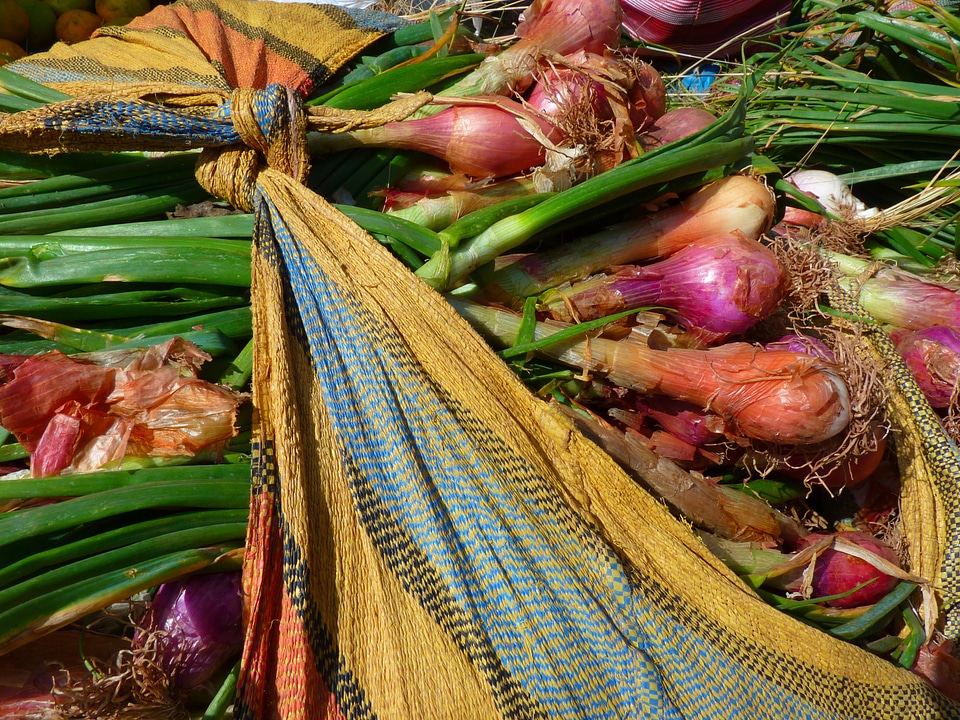Vegetables market spring onion
