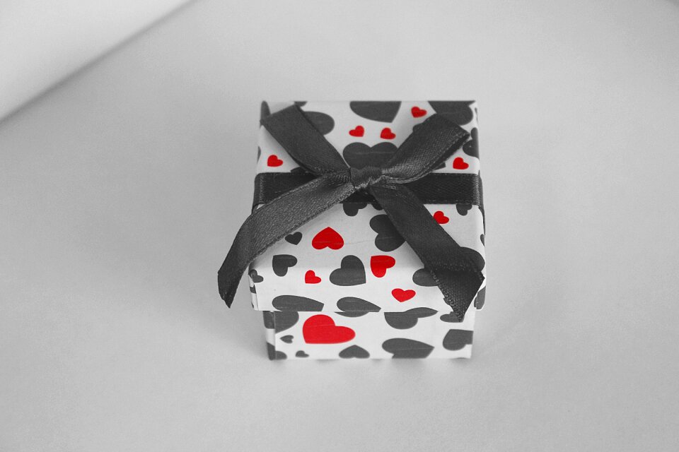 Heart black and white red