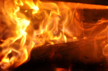 Wood burn open fire photo