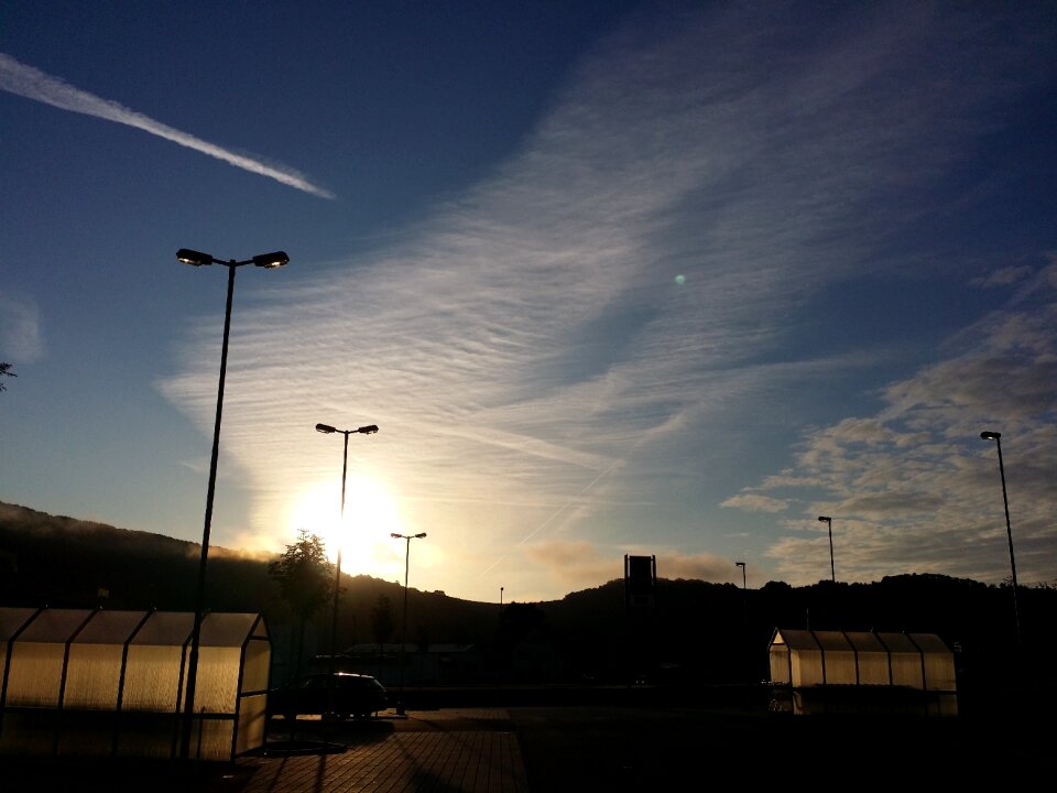 Morning sun clouds blue sky