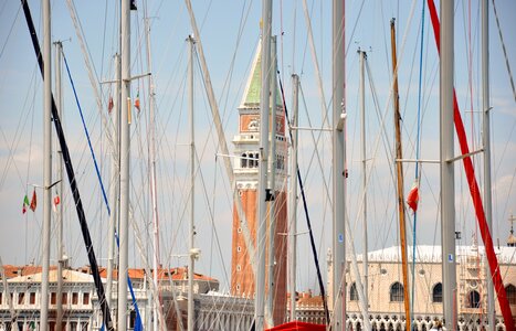 Venice st mark's boats and campanile photo