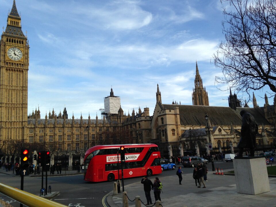 Street red bus blue bus
