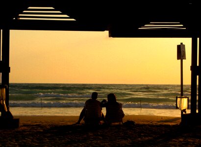 The mediterranean sea evening in haifa two