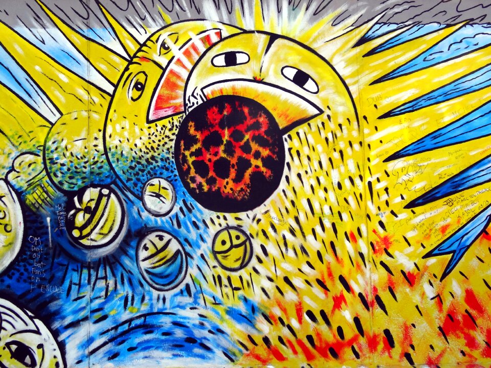 Yellow blue street art
