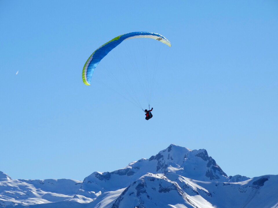 Hang gliding distant view flying