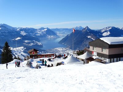 Winter's day winter sun ski lodge