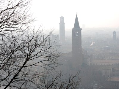 Campanile cityscape winter