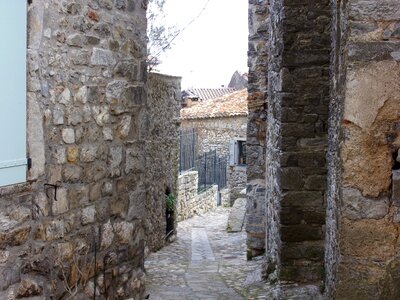 Medieval village pavers stones photo