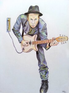 Paint colored pencil drawing rock star