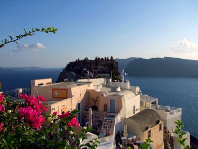 Houses cycladic style santorini photo