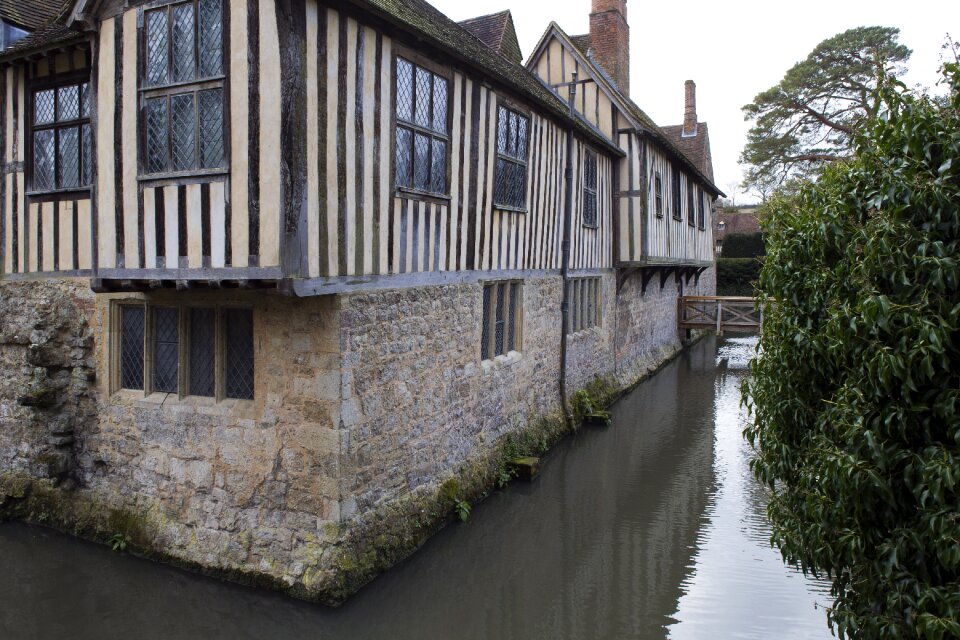 Stonework timber framing leaded lights photo