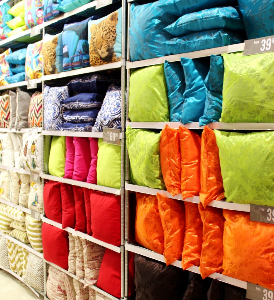 Sofa cushions shelf colorful