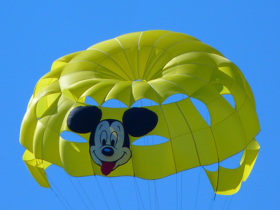 Flying bird's eye view paragliding