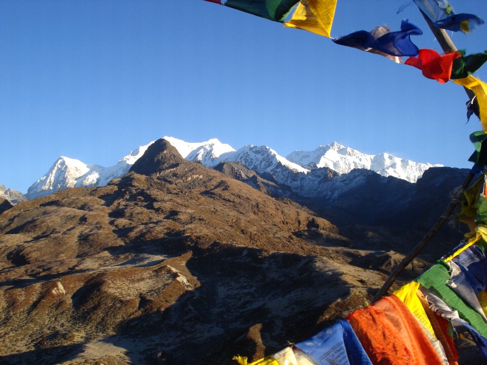 Flags landscape high mountain