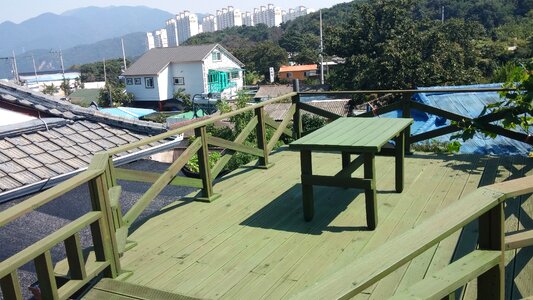 Terrace green table