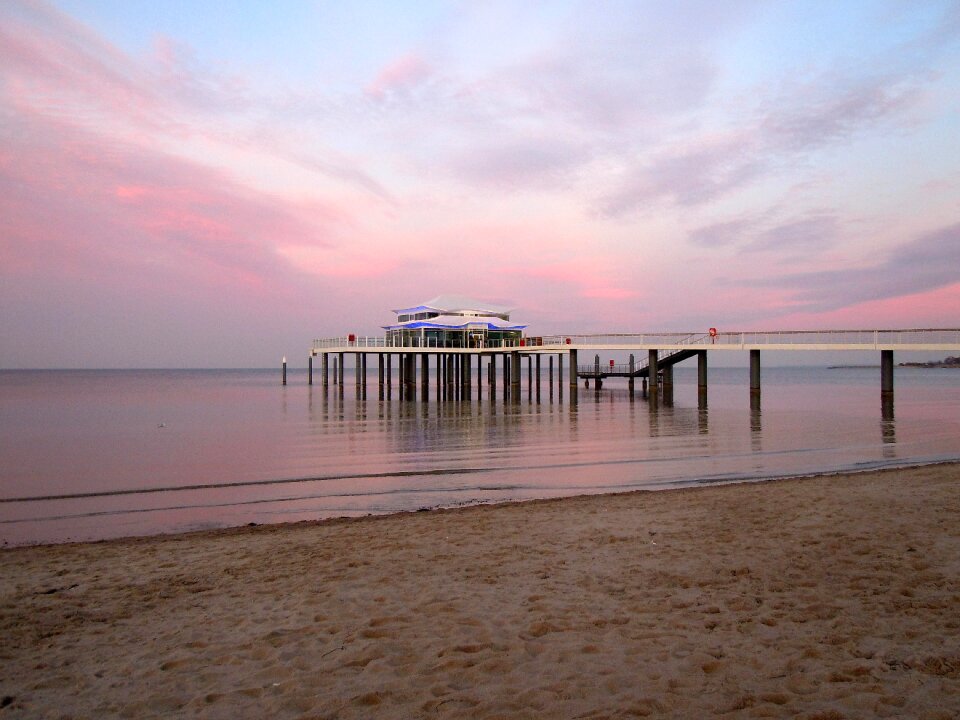 Tea house beach sea bridge