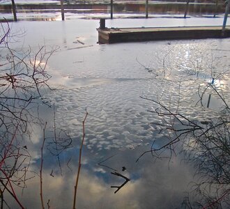 Reflection bridge sky blue