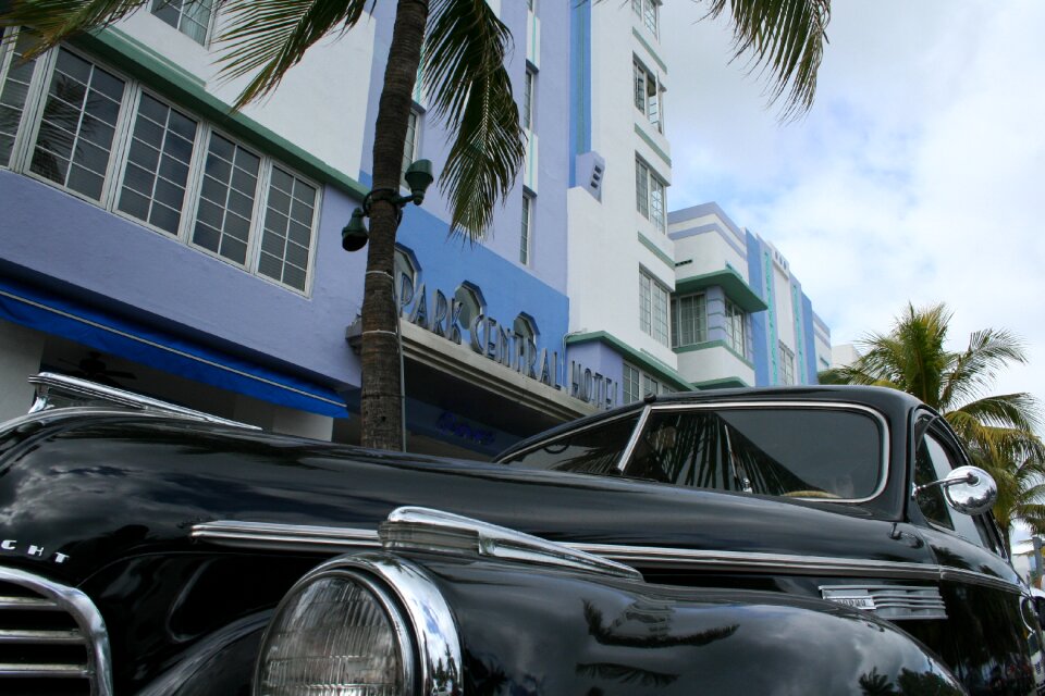 Vintage car ocean street