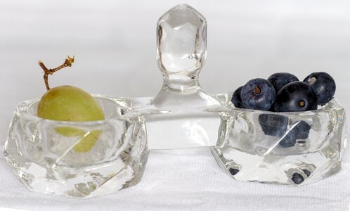 Crystal bowl blueberry grape
