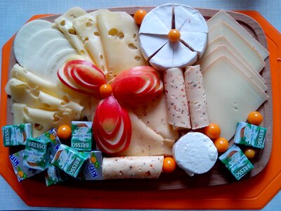 Buffet cheese plate food