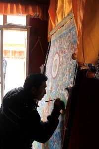 Thangka in tibetan areas artist