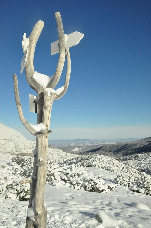 Mountain range carpathian mountains sign post