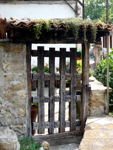 Wooden door entry porch