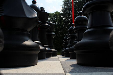 Chess board chess pieces black and white photo