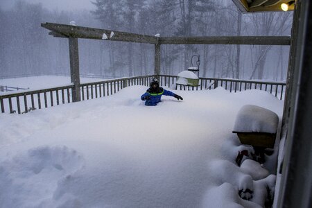 Winter boy stuck