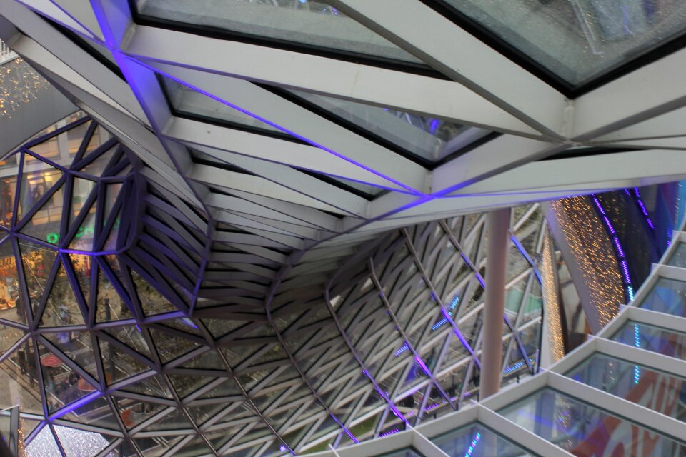 Shopping center white glass