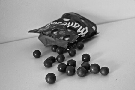 Balls food black white photo