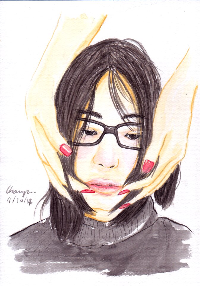 Face hands portrait