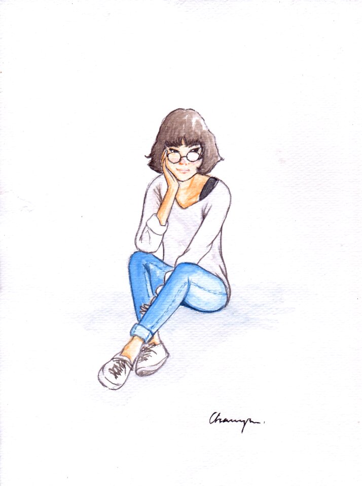 Lady siiting alone