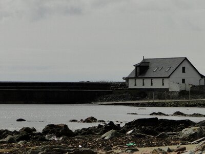 Beach quay wall scotland photo