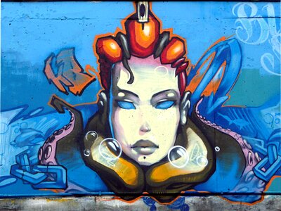 Sea street art blue