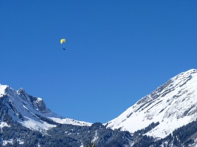 Paragliding snow sky