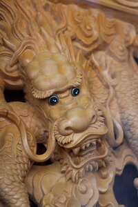 Dragon sculpture wood carving photo