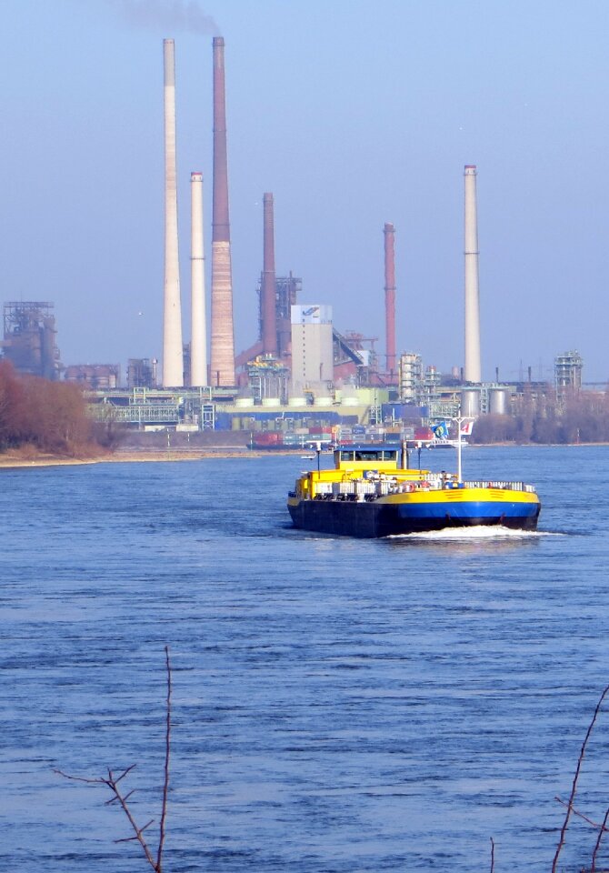 Industry chimneys freighter