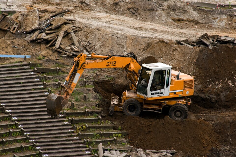 Excavators construction work demolition
