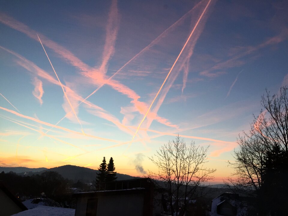 Afterglow aircraft flying