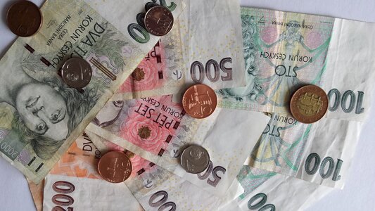 Money currency czech koruna