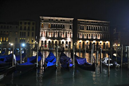 Illuminated building gondola photo